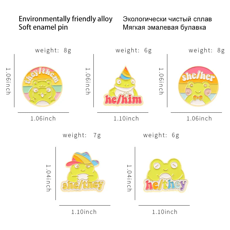 My Pronouns Enamel Pins Cats Butterfly He Him She Her They Them Brooches Lapel Metal Badges Fashion Jewelry Gifts Drop Shipping Qme