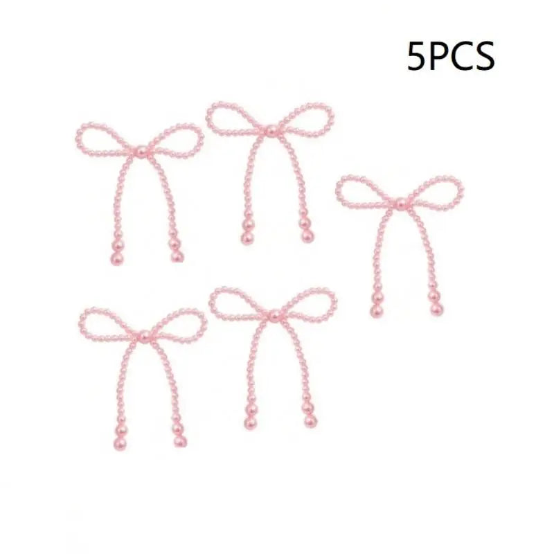 5 Pearl Bow Cake Decoration Suitable Single Party Birthday Baptism Qme 5PCS Pink