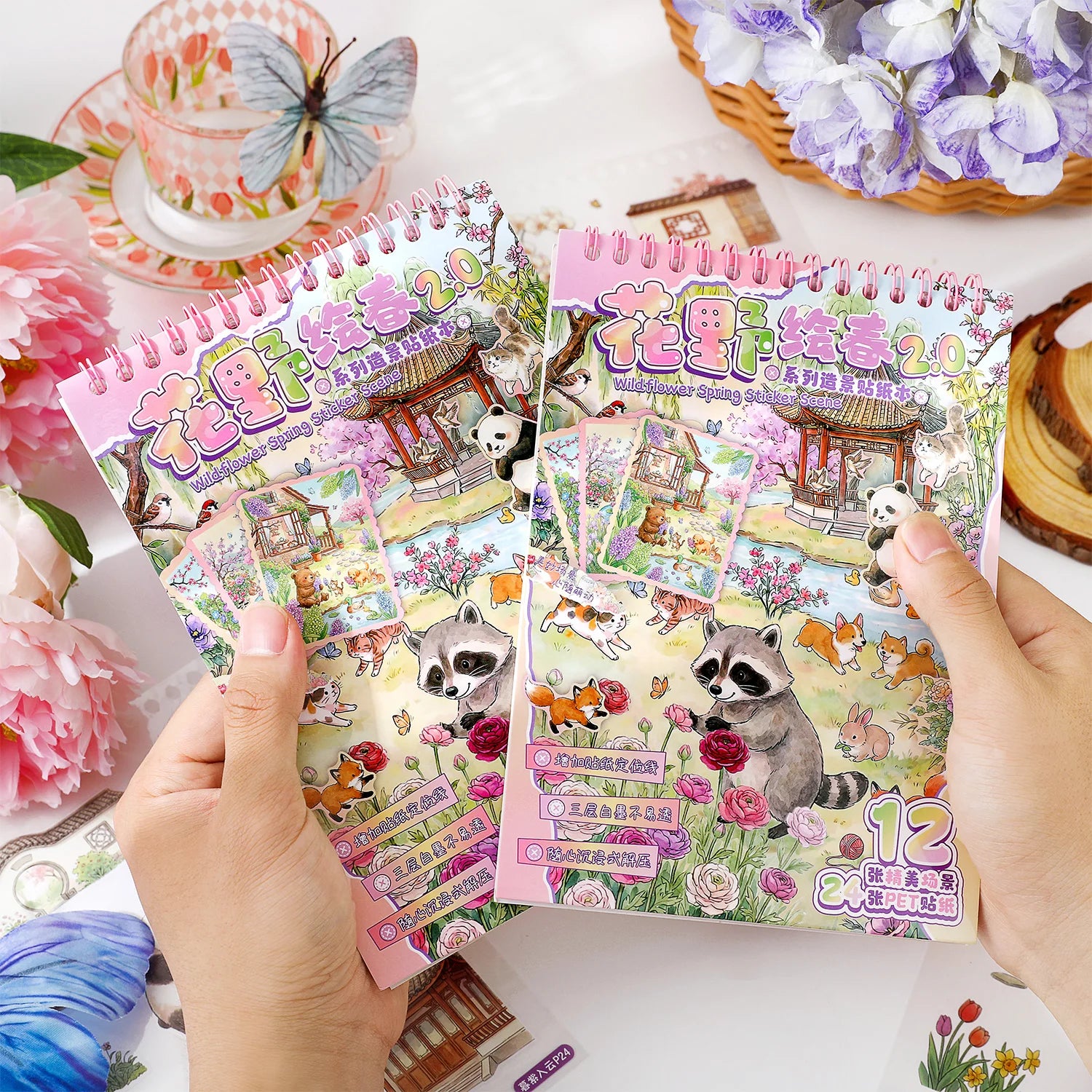 TIANZI 37-Piece Cartoon Miniature Scene Sticker Book - Mini 3D Cottage Journal Materials, DIY Creative Handmade Collage Decals Qme