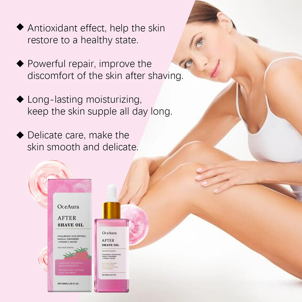 Strawberry After Shave Oil Hair Removal Soothing Essential Oil Moisturizes Repairs Soothes Skin Non-Greasy Post-Shave Care Oil Qme