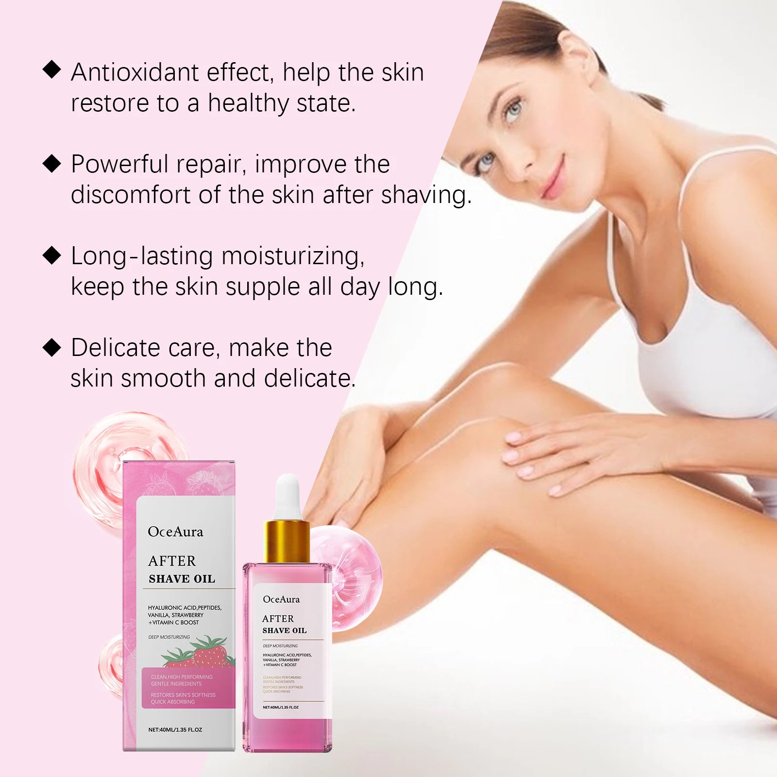 Strawberry After Shave Oil Hair Removal Soothing Essential Oil Moisturizes Repairs Soothes Skin Non-Greasy Post-Shave Care Oil Qme