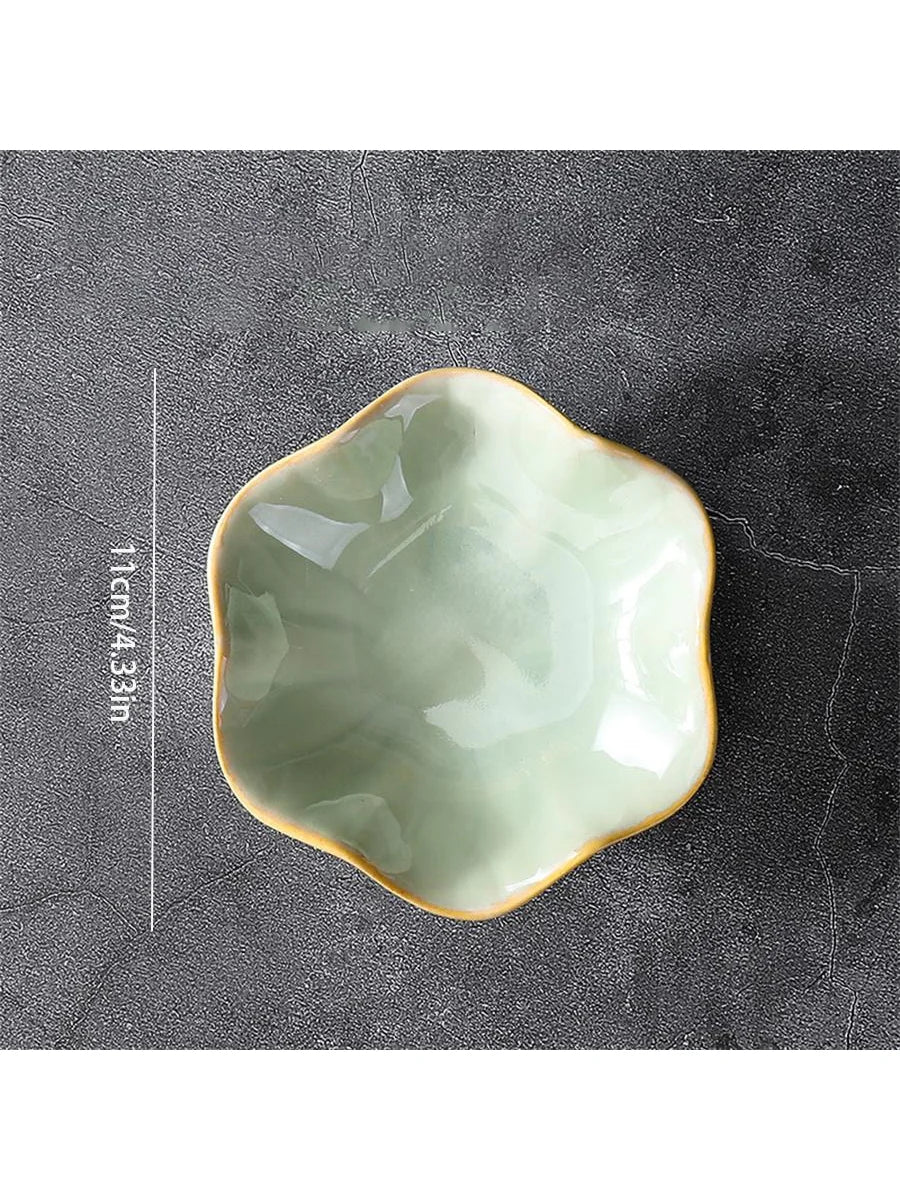 Ceramic Petal Shaped Jewelry Tray Simple Irregular Plate Storage Qme E