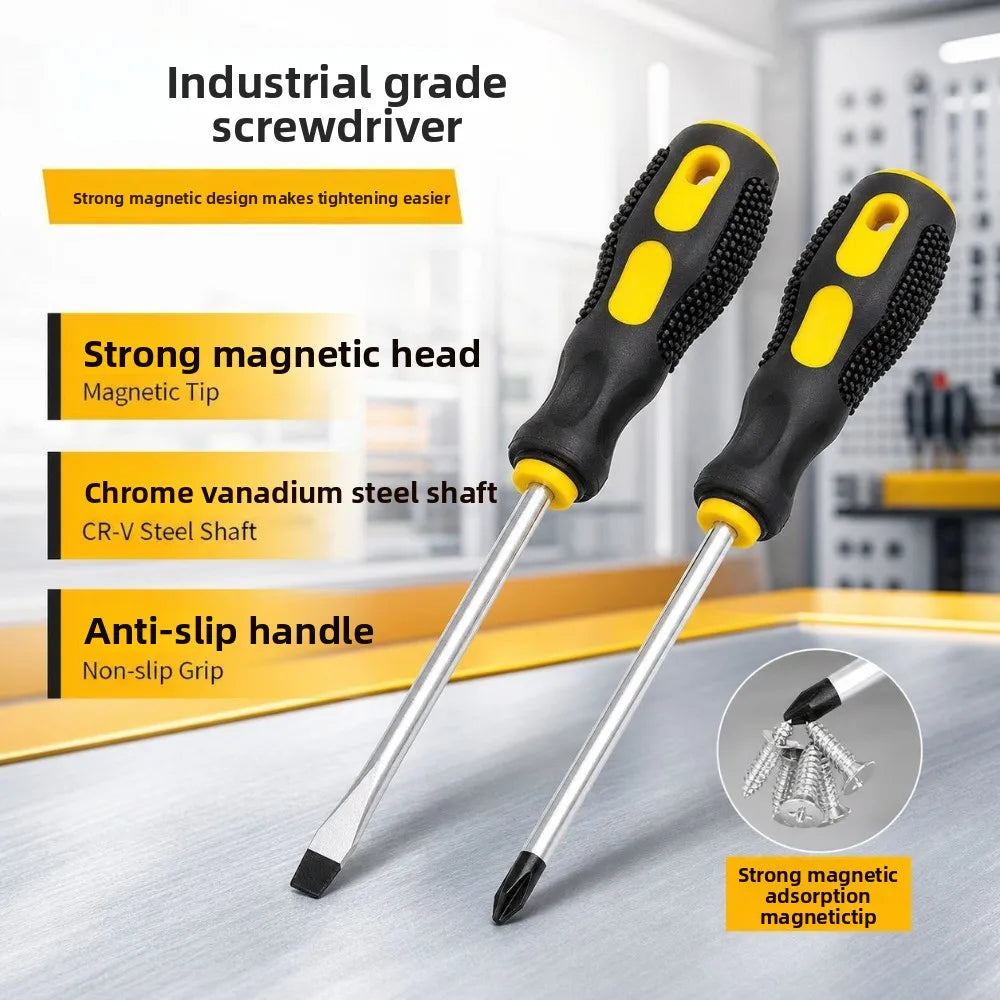 Magnetic Tip Screwdriver Kit Equipped With Comfort Cushion Anti-slip Handle Flat Phillips Heads For Household DIY Repair Works Qme
