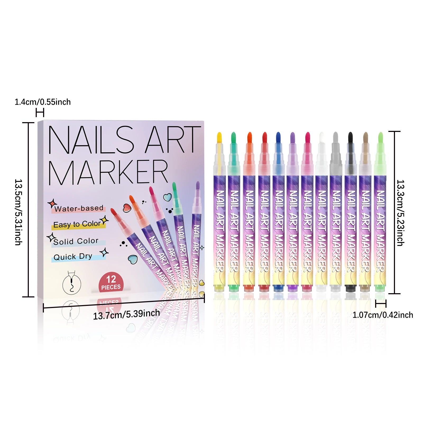 12pcs/Set Nail Art Graffiti Pen DIY Nail Art Painting Pens Abstract Lines Fine Design Multi-Color Drawing Nail Painting Tools Qme 1 Set B