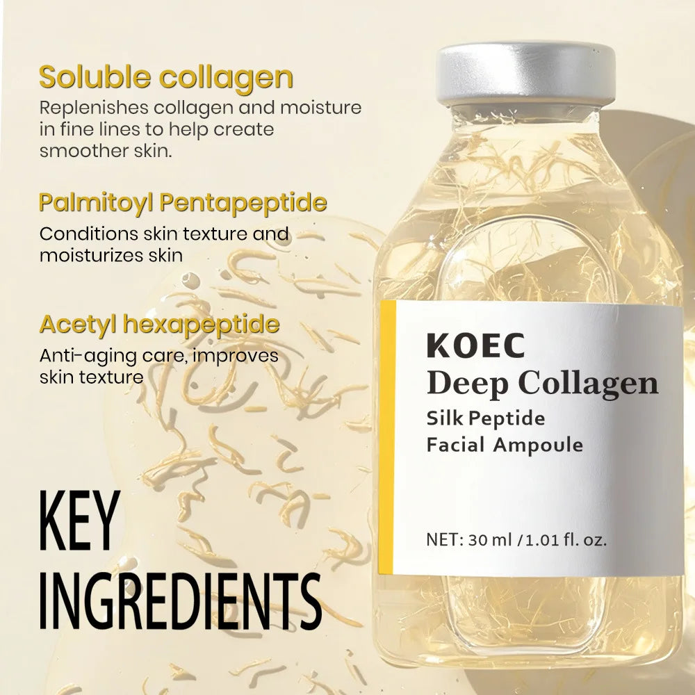 Korean Silk Collagen Essence Serum Deep Peptide Intensive Revitalizing Face Cream Anti-Wrinkle Firming Lifting Skin Care 40ml Qme
