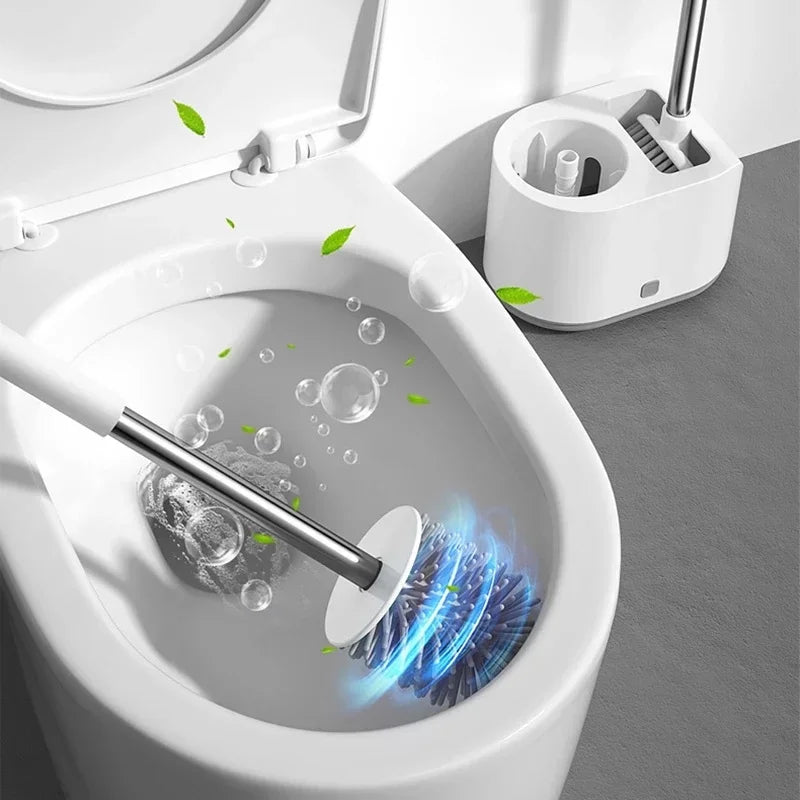 Toilet brush set Toilet brush TPR soft hair long handle creative home toilet one drag two silicone Qme