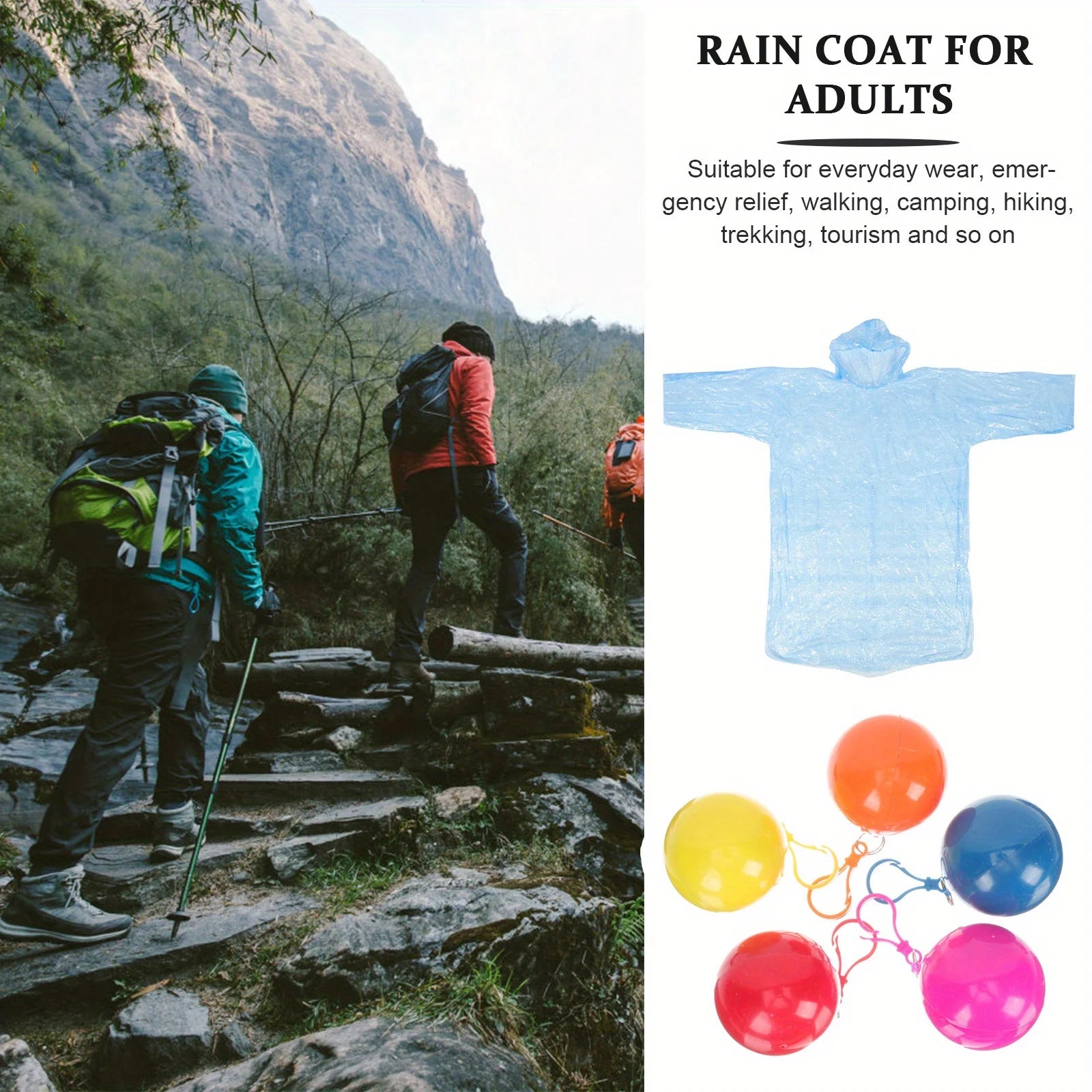 A portable raincoat of random color, with a foldable design, lightweight and practical, suitable for outdoor sports, camping Qme