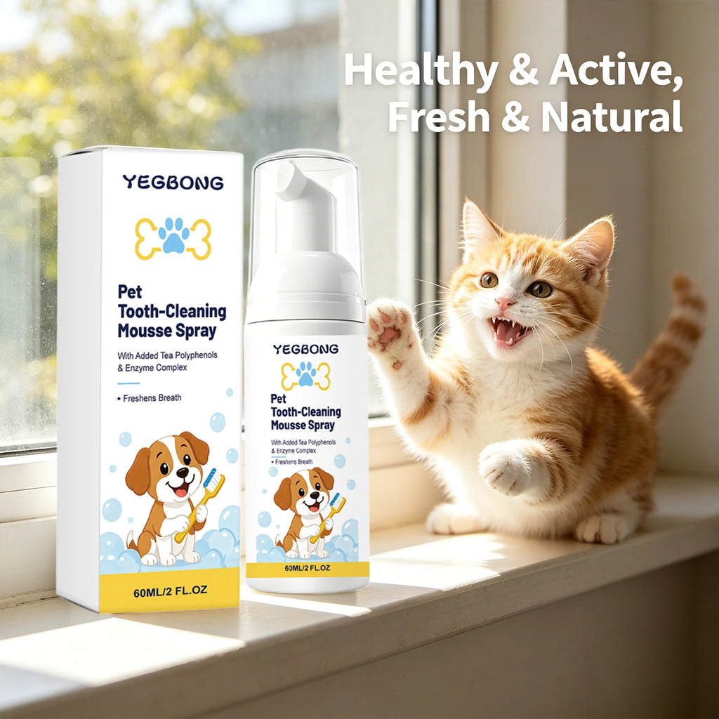 Pet Teeth Cleaning Mousse Removing Dental Plaque & Tartar Relieve Inflammation Reducing Odor Freshing Breath Pet Oral Care Spray Qme