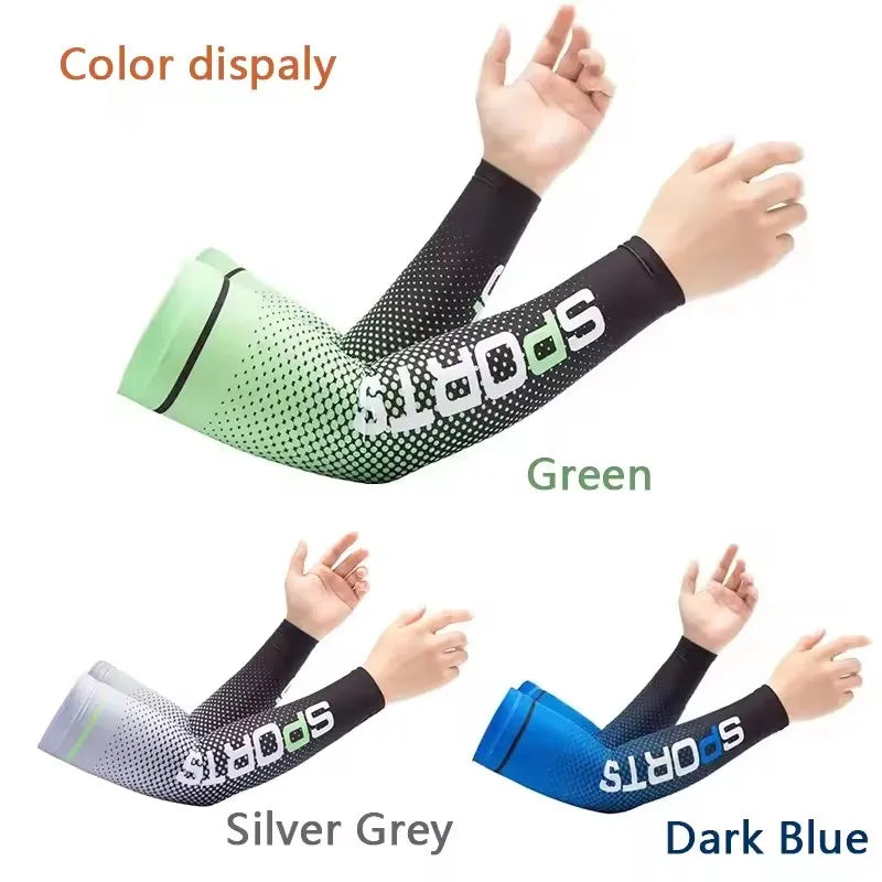 Ice Silk UV Protection Arm Sleeves Unisex Cooling Anti-Slip Breathable For Cycling Driving Outdon Outdoor Sports Cycling Sleeves Qme