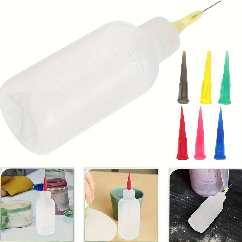 Pottery Glaze Squeeze Bottle Set Fine Tip Applicator For Ceramic Art For DIY Underglazing Projects And Crafting Needle Bottles Qme