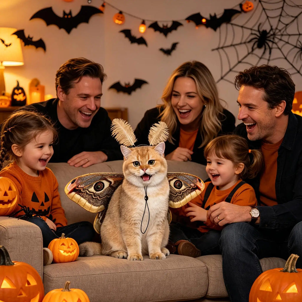 Dog Costumes Cat Wing Clothes Headband Halloween Moth Party Small Qme