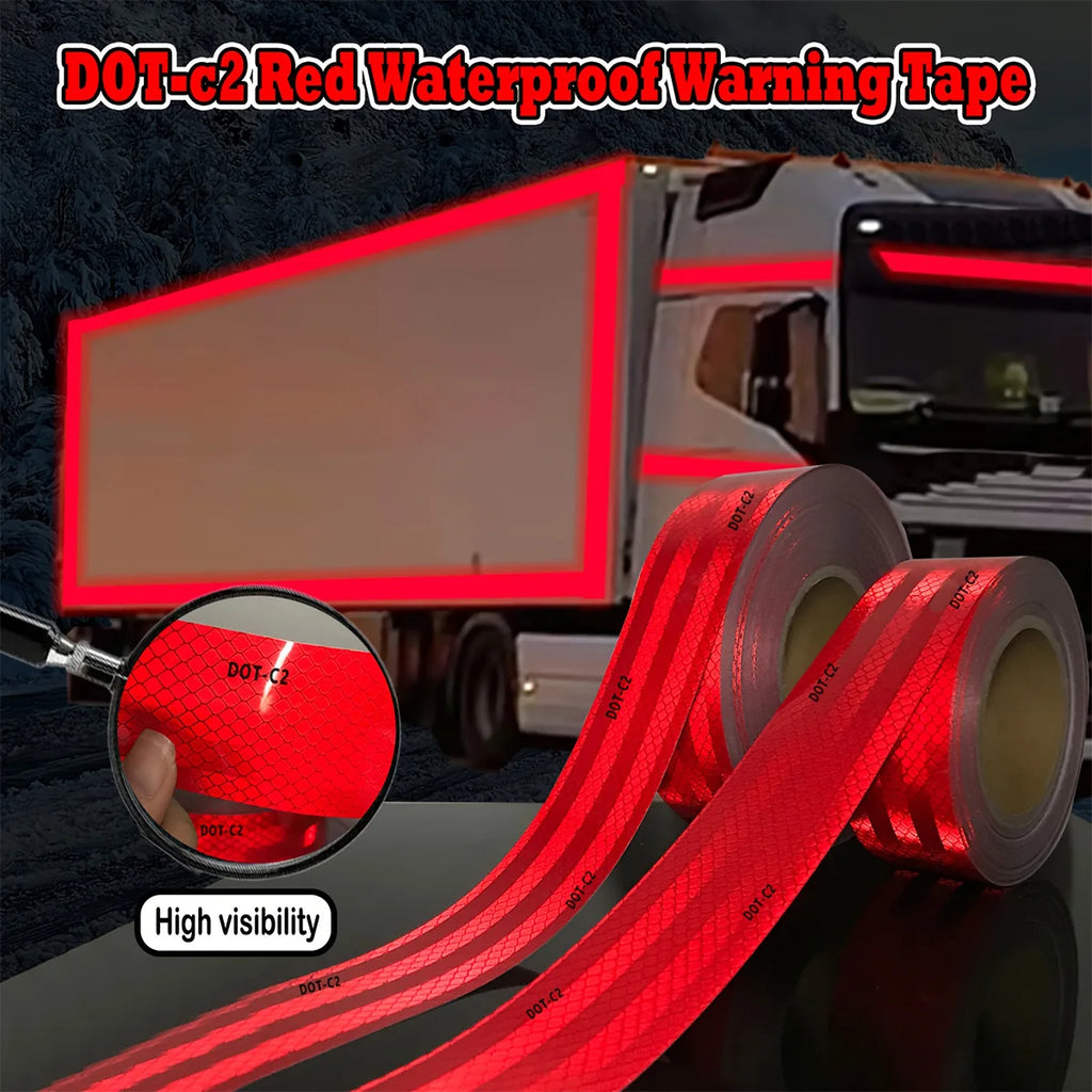 Red DOT-C2 Reflective Tape Waterproof Vehicle Safety Sticker Conspicuous Truck Strip Sheeting Sticky for Trucks Qme