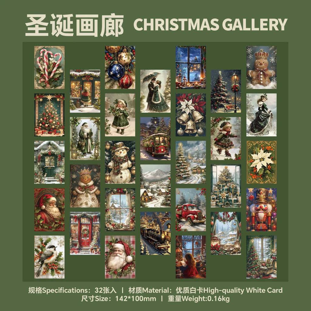 32 Pcs Animal Christmas Theme Greeting Cards Set, Thick Paper for Friends Greeting Thank You Letter Scrapbooking Journaling Qme Christmas