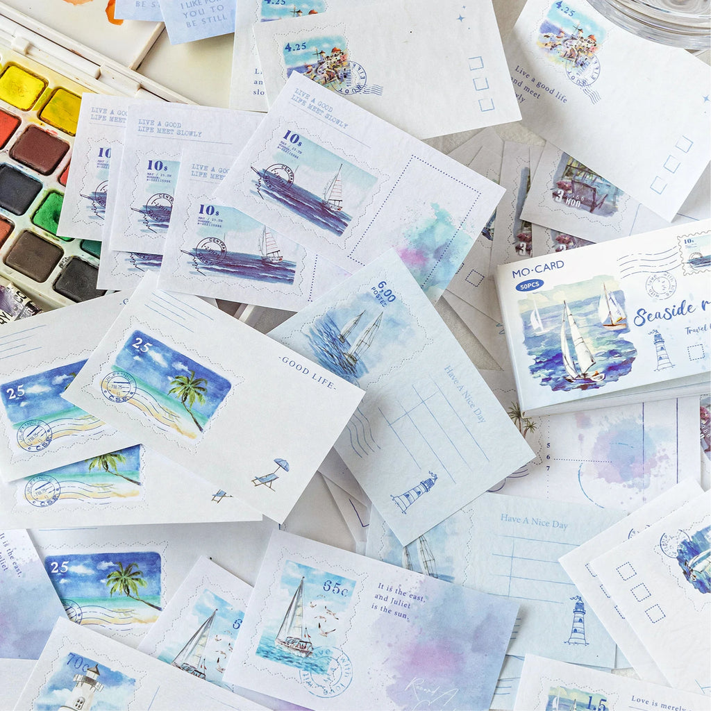 50 pcs Landscape Scrapbook Paper Junk Journal Supplies DIY Scrapbooking Craft Background Paper Decorate Aesthetic Stationery Qme