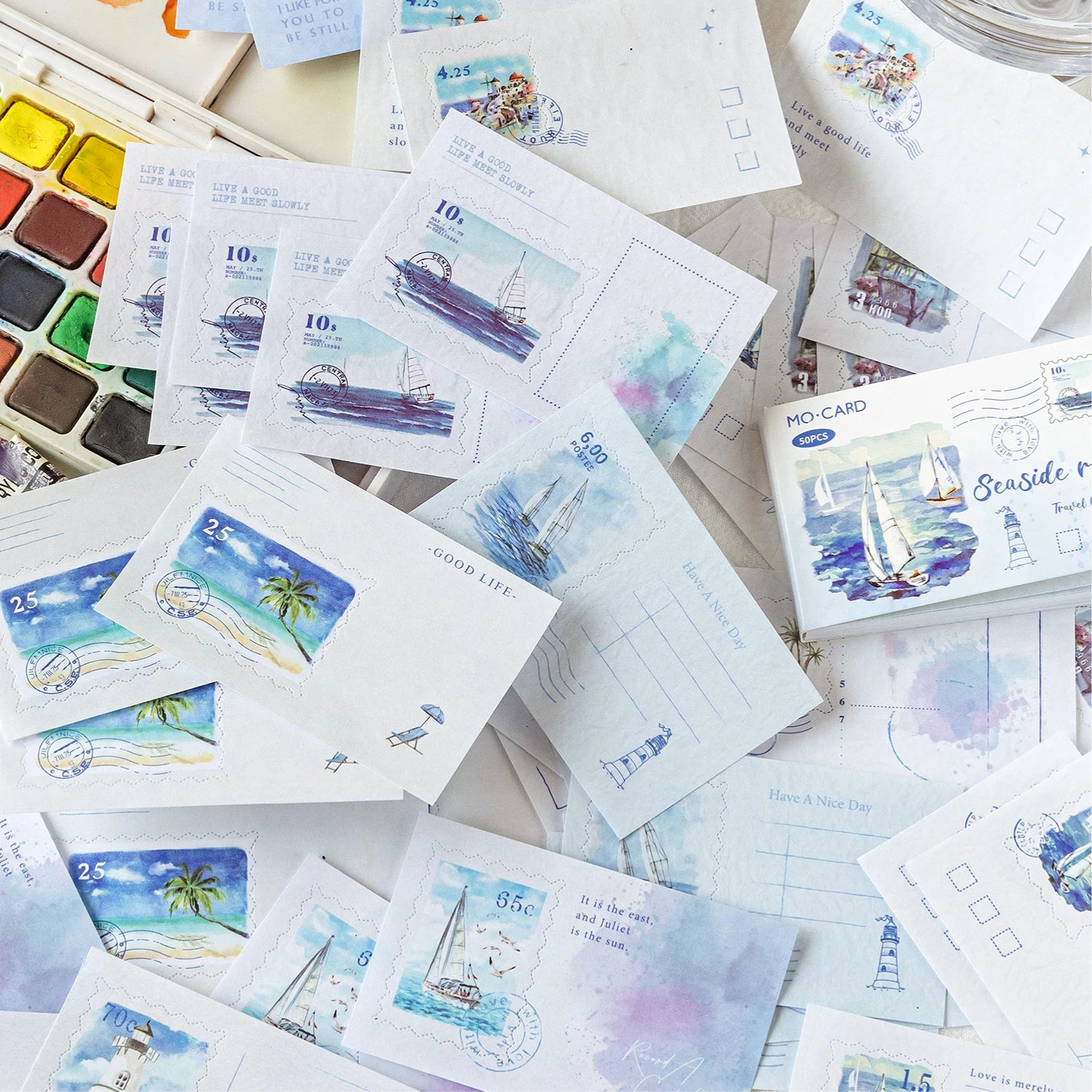 50 pcs Landscape Scrapbook Paper Junk Journal Supplies DIY Scrapbooking Craft Background Paper Decorate Aesthetic Stationery Qme