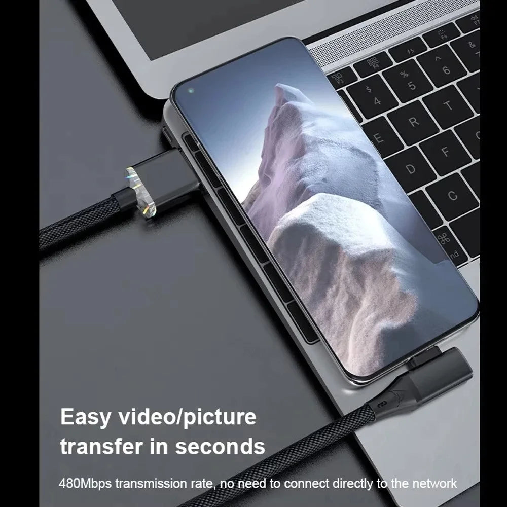 120W 90 Degree Data Cable Quike Charging USB A To Type C Cable For iPhone Samsung Xiaomi Huawei 0.25m/1m/1.5m/2m Charging Cable Qme