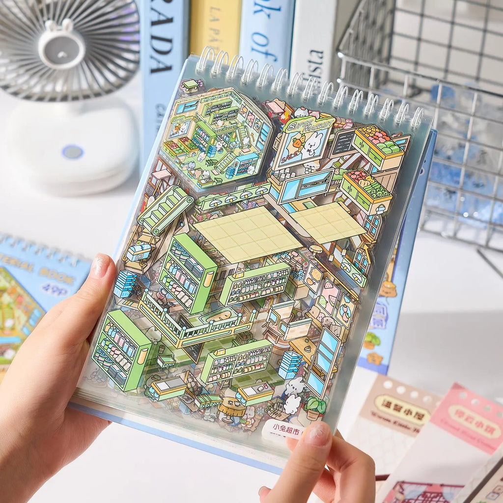 50pcs 50in1 3D Landscape Sticker Collection Book Album Cartoon Scene DIY Toy Game Festival Birthday Gift for Kid Girl Child Qme