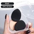 3-pack Mini Triangular Cushion Sponges Storage Box Suitable Both Wet Qme black