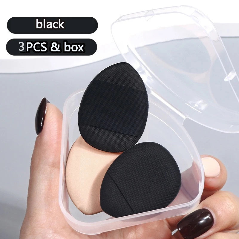3-pack Mini Triangular Cushion Sponges Storage Box Suitable Both Wet Qme black