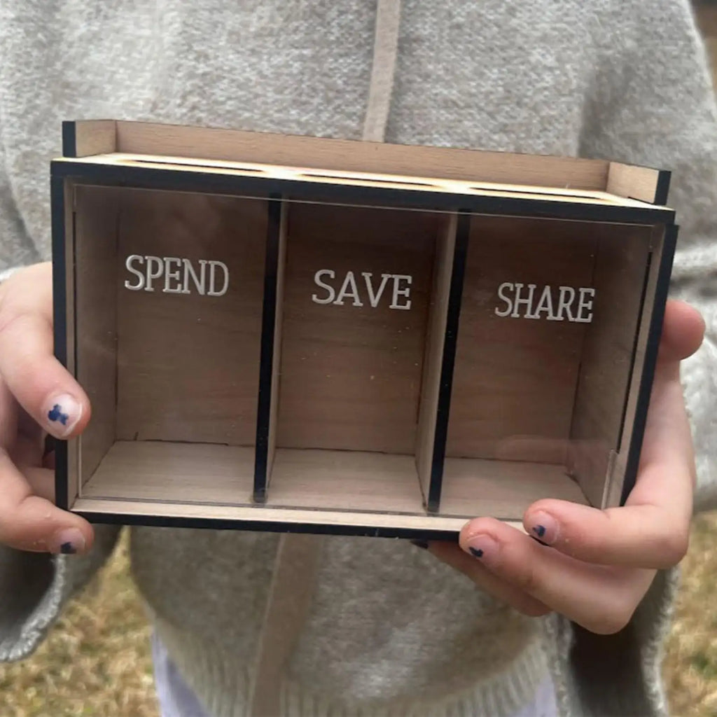 Money Bank for Adults 3 Compartments Wooden Removable Coin Saving Organizer Money Storage Organizer for Home Decoration Coin Qme