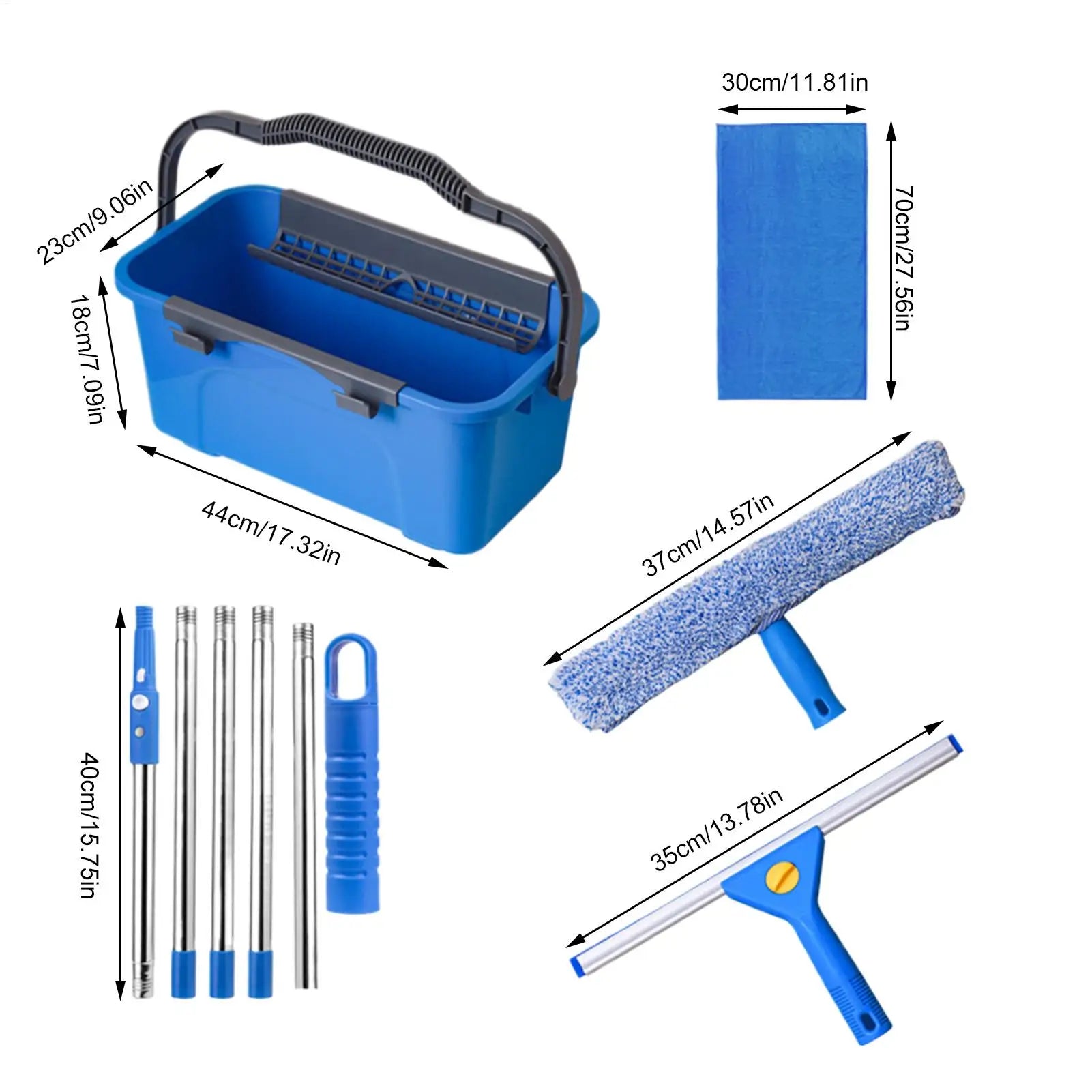 Window Washer Kit Heavy Duty Adjustable Equipment Window Cleaner Tools With Bucket For Car Windshield Tile Glass Patio Door Qme