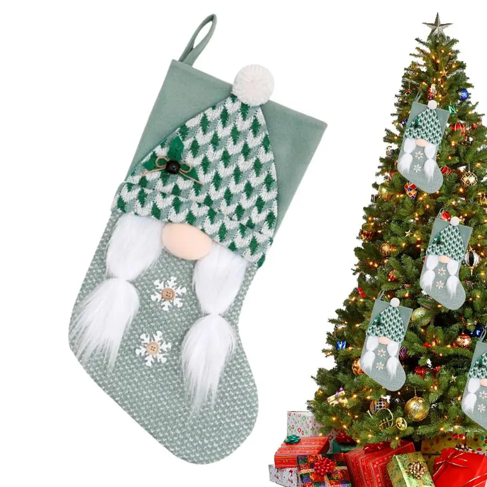 Large Christmas Stockings Hangable Green Decoration Fireplace Party Qme 02 China Mainland 26.5x46cm