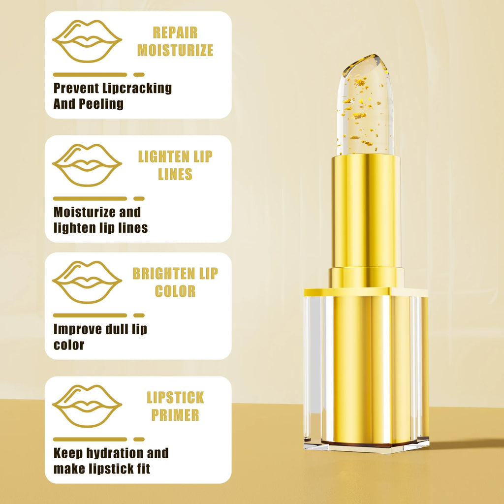 Color Changing Lipstick,Gold Crystal Ph Lipstick Color Changing,Long Lasting 24 Hours Moisturizing Glossy Shine Lip Gloss Qme