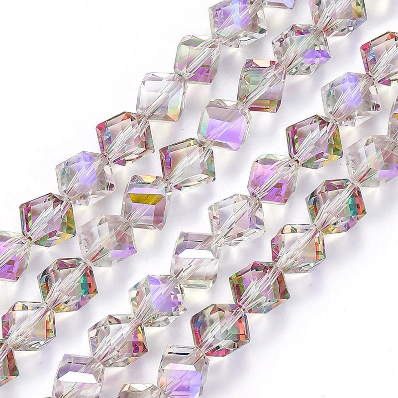 4-8mm Cube Crystal Glass Beads for Jewelry Making Faceted Square Crystal Glass Beads for Bracelet Earring Necklace DIY Craft Qme Color 9 6mm-78pcs