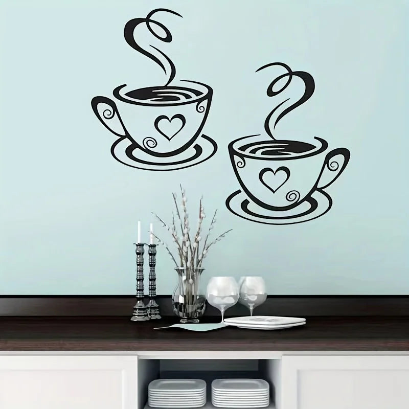 1 home wall decoration coffee cup wall sticker Qme black