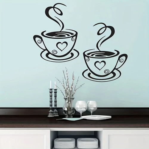 1 home wall decoration coffee cup wall sticker Qme black