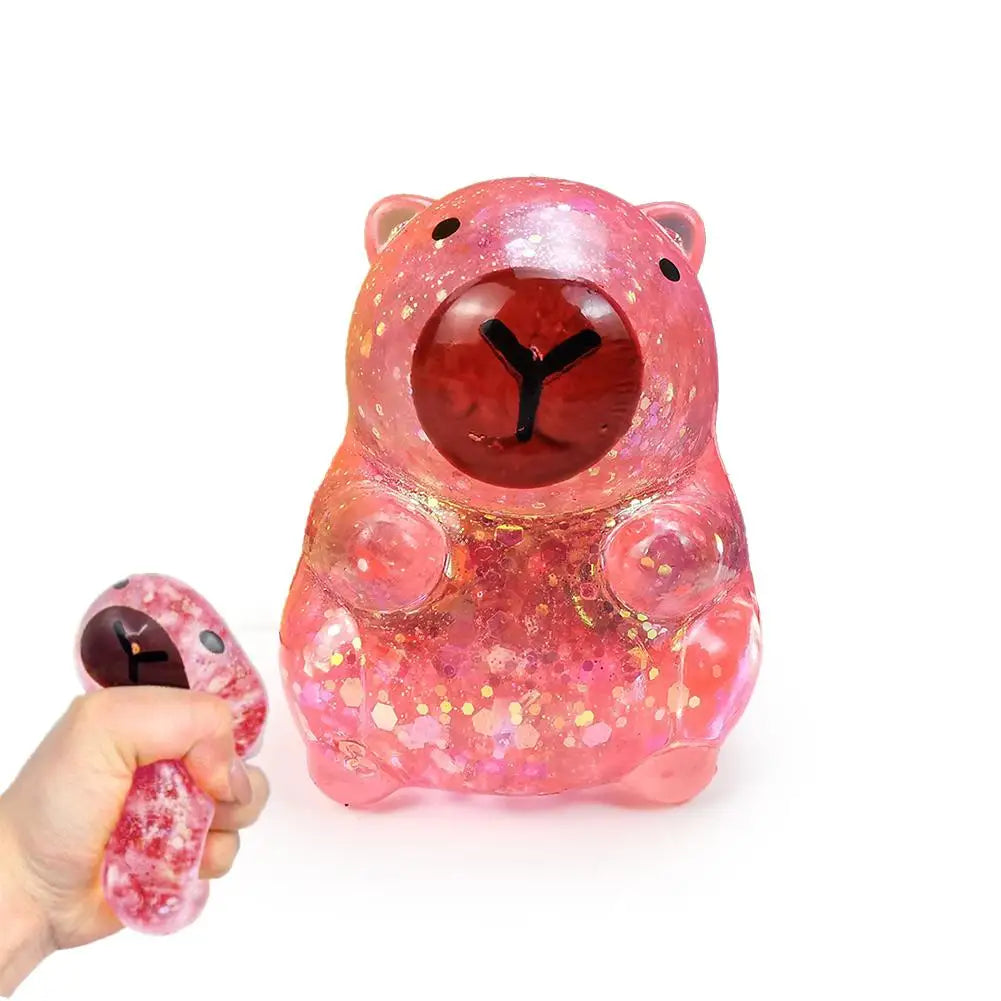 Glitter Capybara Bear Squishy Fidget Toy Colorful Sensory Stress Qme Pink
