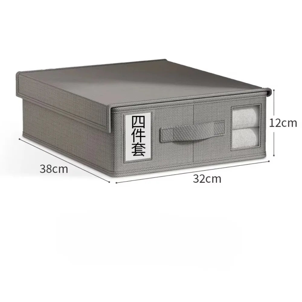 Creative Bed Sheet Storage Box Clothing Fabric 4-piece Organizer Qme D