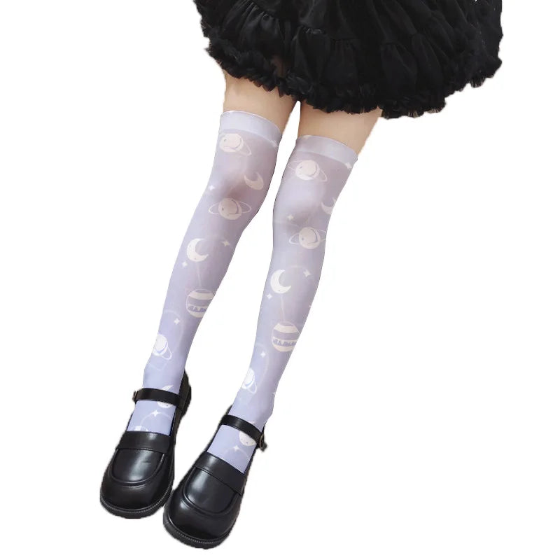 Girl Long Tube Sexy Cute Sweet Lolita Thigh Stockings Cartoon Knee Qme style9 One Size