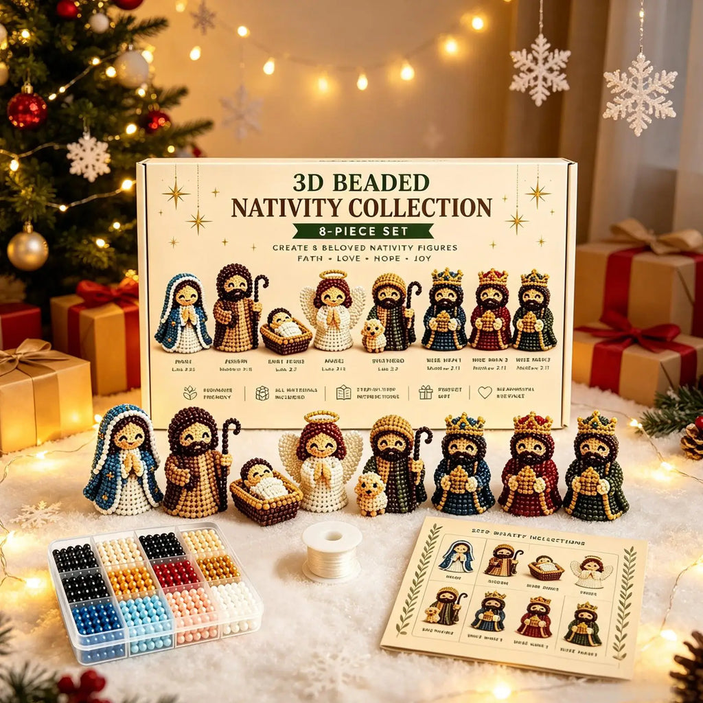 NEW Nativity Bead Craft Kit 3D Beaded Craft Figurines Decor Beading Christmas Figures Kit For Men Women Adults Dad Wife Husband Qme