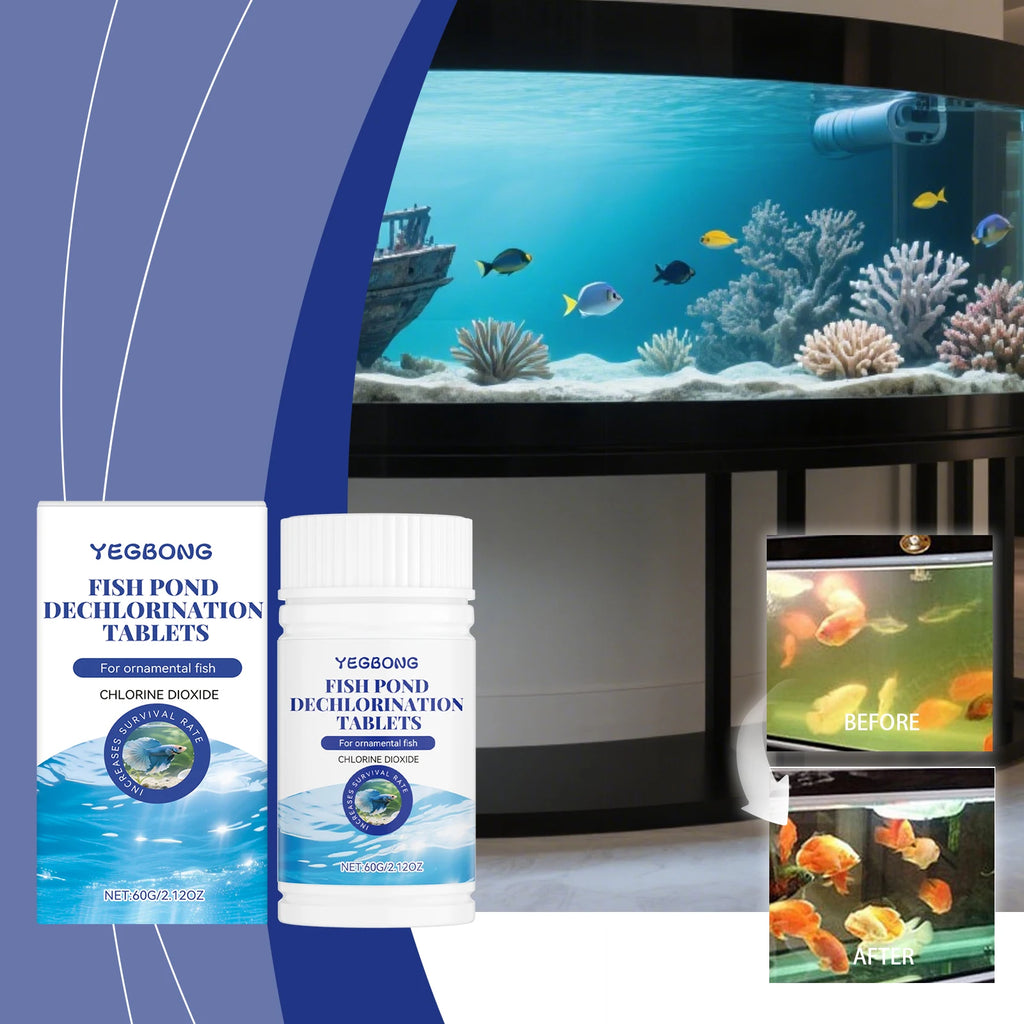 Yegbong Fish Pond Chemistry Fish Tank Treatment Chlorine Remove Sheet Aquarium Stain Cleaning Clear Water Maintenence Supplement Qme