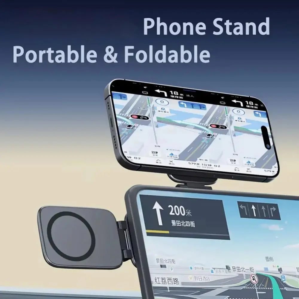 1pc Dual Magnetic Car Phone Holder Ultrathin Foldable Strong Magnetic Anti-Shake Universal Magnetic Car Bracket Desktop Holder Qme