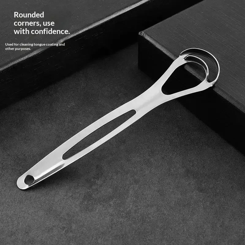 Stainless Steel Tongue Scraper Easy Clean Fresh Breath Oral Hygiene Qme
