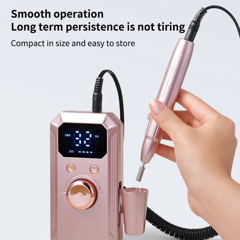 New Professional Electric Nail Art Drill Portable Electric File HD Display Multi Head Replaceable Nail Art Lathe Grinder Qme