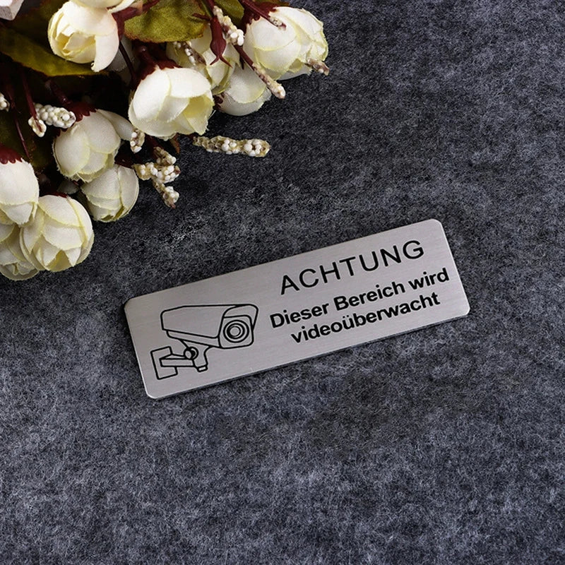 Aluminum Watch Video Surveillance Warning Sign Private Camera Qme B