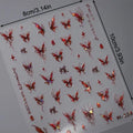 Red Butterfly Nail Stickers Flash Design Decals Self Adhesive Qme one size