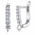 Wholesale Price Shiny CZ Austrian Crystal 925 Stamp Silver Color Hoop Earring Findings for DIY Jewelry Making Components Qme Default Title