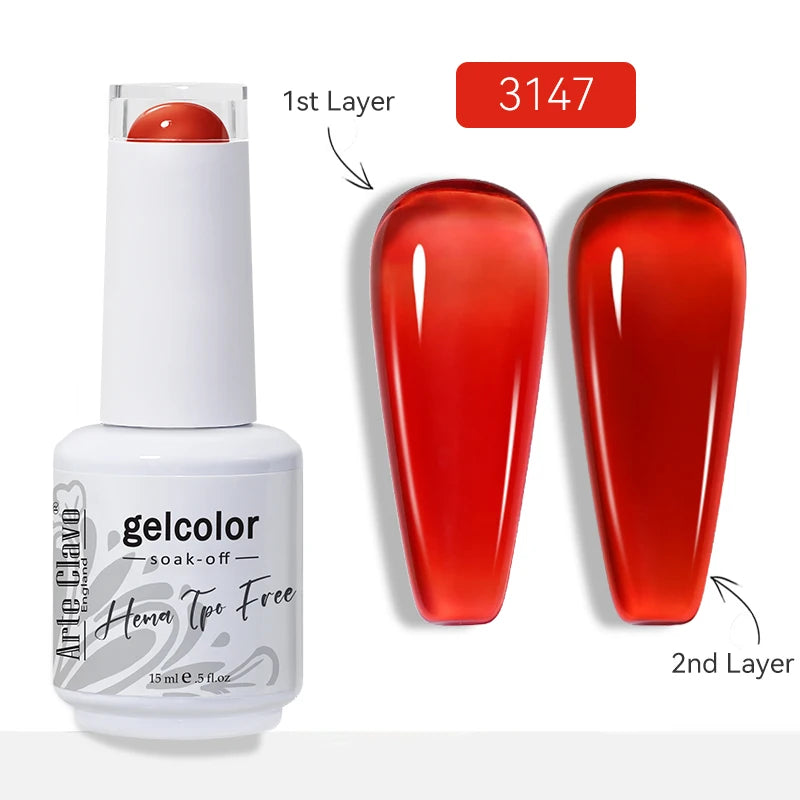 Arte Clavo Jelly Transparent Gel Nail Polish Summer Nude Pink Semi