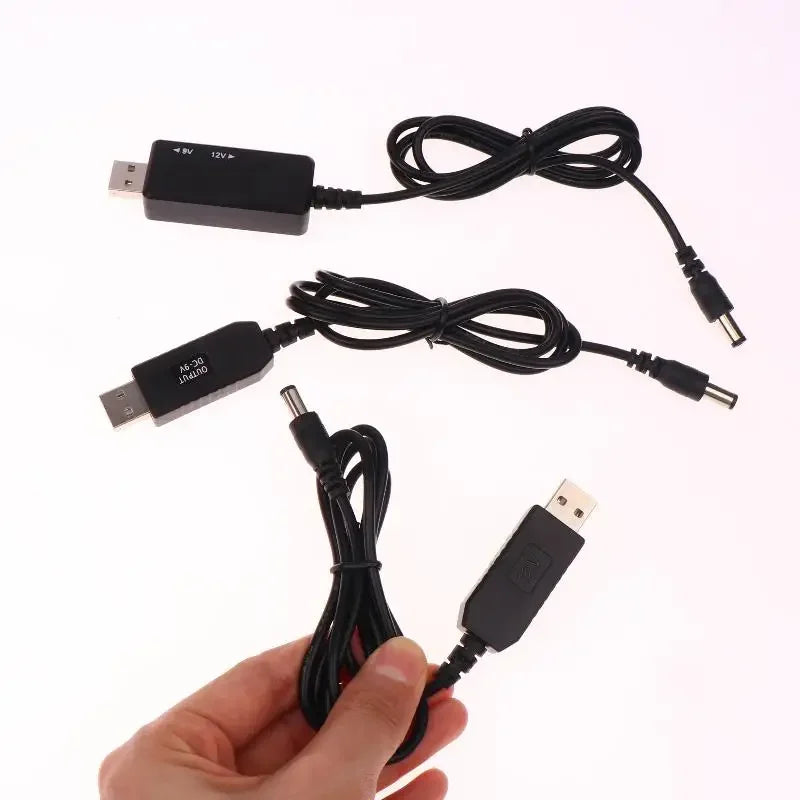 DC 5V 12V USB Cable Boost Converter Step-up Cord Wifi Router Modem Qme
