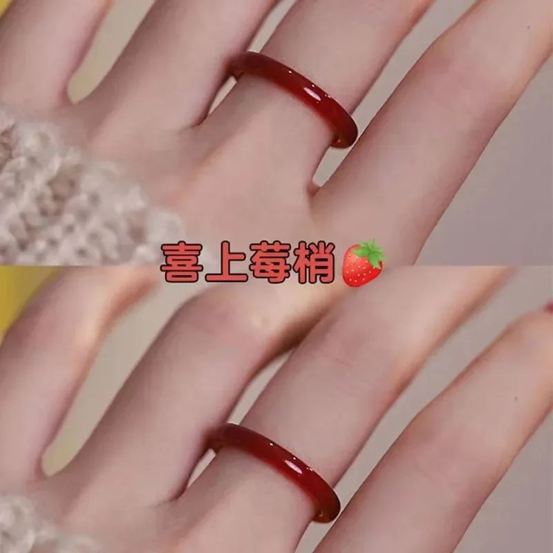 2026 Fashion New Cute Chinese Style Sweet Natural Glass Ring Ancient Texture Court Fashion Couple Ring Popular Trend Jewelry Qme 1 piece 6