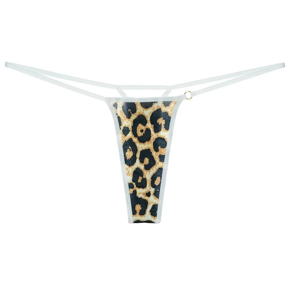 Lingerie Seamless Women Thongs Dots Low Waist T-back Briefs Ice Silk Qme Leopard B L 1pc