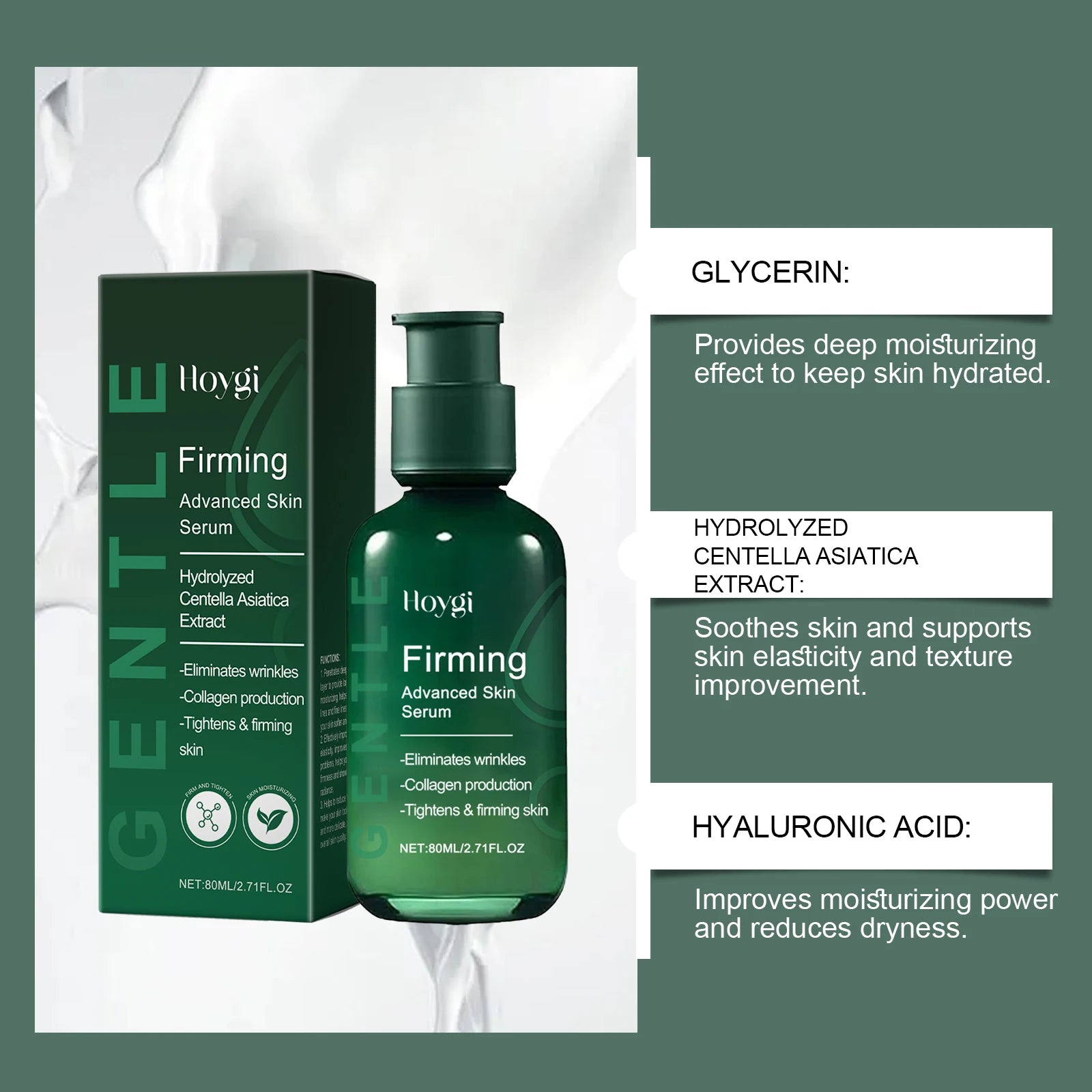 Hyaluronic Acid Facial Serum Lasting Moisturizing Collagen Firming Shrink Pore Fade Fine Line Hydrating Essence Face Skincare Qme