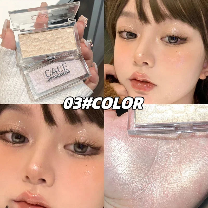 Champagne Gold Wave Highlighter Palette Monochrome Pink Glitter Rouge Powder Natural Three-dimensional Brighten Face Contouring Qme 03 Champagne