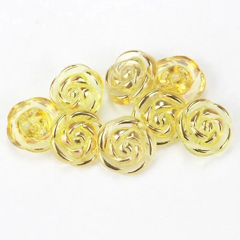 Pcs Durable Acrylic Buttons in Rose Design for Clothing Crafting Qme Yellow