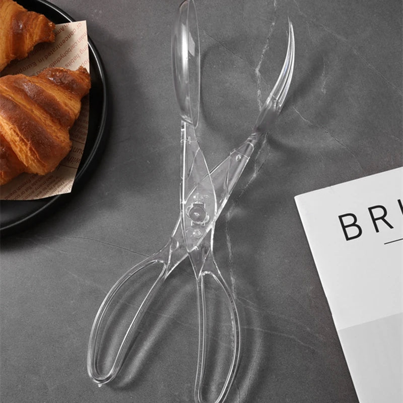 Buffet Food Tongs Meat Salad Bread Serving Tongs For Barbecue Kitchen Accessories Non-Slip BBQ Clip Cooking Tools New Qme transparent