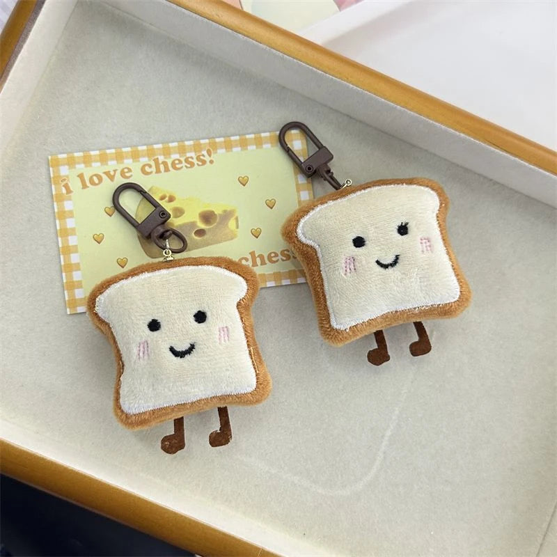 1Pc Toast Bread Pendant Cute Cartoon Plush Small Figure Bag Decoration Kawaii Creative Expression Nice Present 9cm. Qme
